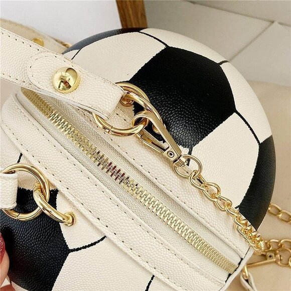 Soccer Ball Cross Body Bag PU Leather Women's Messenger Shoulder Purse - Picture 3 of 7